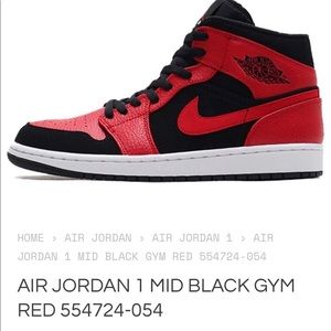 JORDAN 1 MID GYM RED AND BLACK ❤️🖤! 100% AUTHENTIC !